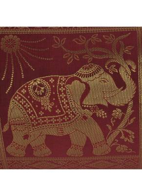 Lal Haveli Classic Elephant Design Bolster Cover Maroon Color 30 x 15 Inch Housewarming Gift 3