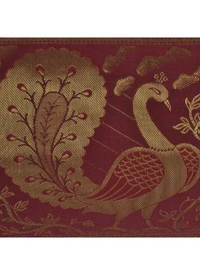 Lal Haveli Traditional Decorative Peacock Design Bolster Cover Maroon Color 30 x 15 Inch Weeding Centerpiece 3