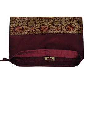Lal Haveli Traditional Decorative Peacock Design Bolster Cover Maroon Color 30 x 15 Inch Weeding Centerpiece 4