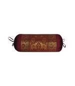 Lal Haveli Silk Bolster Elephant Design Bolster Cover Maroon Color 30 x 15 Inch