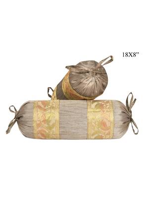 Lal Haveli Living Room Decoration Designer Silk Bolster Cover Set of 2 Pcs 18 X 8 inches 1