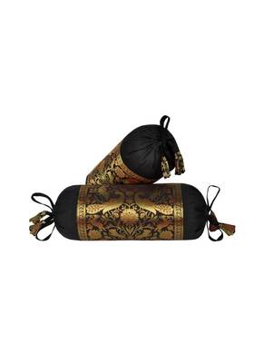 Lal Haveli Living Room Decorativ Peacock Design Silk Bolster Pillow Covers Set of 2 Pcs 18 x 8 inch 1
