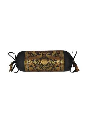 Lal Haveli Living Room Decorativ Peacock Design Silk Bolster Pillow Covers Set of 2 Pcs 18 x 8 inch 3