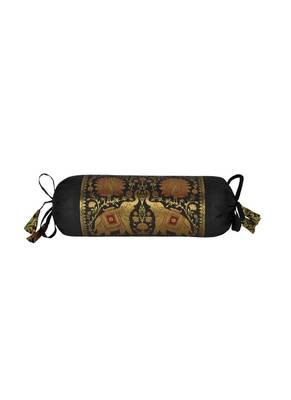 Lalhaveli Elephant Design Silk Bolster Pillow Cushion Covers (18 x 8 inch, Black)- Set of 2 Pcs 3