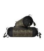 Lal Haveli Set of 2 Round Shape Silk Bolster Pillow Covers 18 x 8 Inch