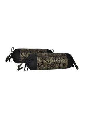 Lal Haveli Set of 2 Round Shape Silk Bolster Pillow Covers 18 x 8 Inch 2