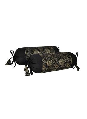 Lal Haveli Rajasthani Handmade Designer Silk Bolster Cervical Neck Pillow Cover Set of 2 Pcs 18 x 8 inch 2