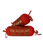 Lal Haveli Living Room Decorative Silk Bolster Pillow Covers Set of 2 Pcs 18 x 8 inch