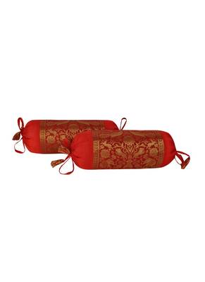 Lal Haveli Living Room Decorative Silk Bolster Pillow Covers Set of 2 Pcs 18 x 8 inch 2