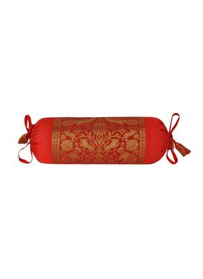 Lal Haveli Living Room Decorative Silk Bolster Pillow Covers Set of 2 Pcs 18 x 8 inch 3