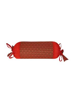 Lal Haveli Handmade Silk Fabric Designer Silk Bolster Cushion Cover 18 x 8 inch Set of 2 3