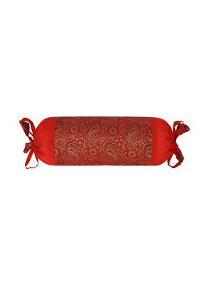 Lal Haveli Decorated Silk Fabric Designer Cervical Neck Pillow Bolster Cover Set of 2 Pcs 18 x 8 inch 3
