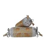 Lal Haveli Elephant Work Design Silk Bolster Cushion Covers Living Room Decor Set of 2, 18 x 8 inch