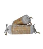 Lal Haveli Decorative Silk Fabric Peacock Design Bolster Pillow Cushion Covers 18 x 8 inch (2 Pc Set)