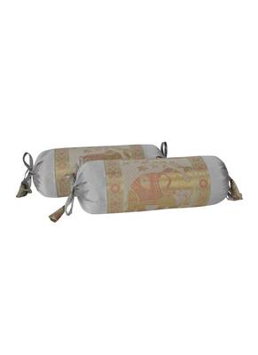 Lal Haveli Elephant Design Silk Bolster Cushion Cover for Diwan/Bed/Sofa Decor 18 x 8 inch Set of 2 Pcs 2