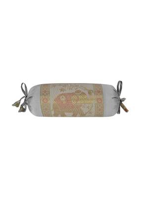 Lal Haveli Elephant Design Silk Bolster Cushion Cover for Diwan/Bed/Sofa Decor 18 x 8 inch Set of 2 Pcs 3