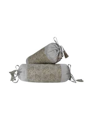 Lal Haveli Room Decorative Handmade Silk Fabric Bolster Pillow Cushion Covers Set of 2 Pcs 18 x 8 inch 1