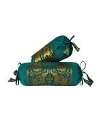 Lal Haveli Rajasthani Handmade Designer Silk Fabric Elephant Work Bolster Pillow Cushion Covers Set of 2 Pc 18 x 8 inch