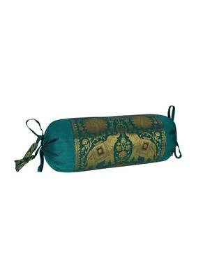 Lal Haveli Rajasthani Handmade Designer Silk Fabric Elephant Work Bolster Pillow Cushion Covers Set of 2 Pc 18 x 8 inch 4