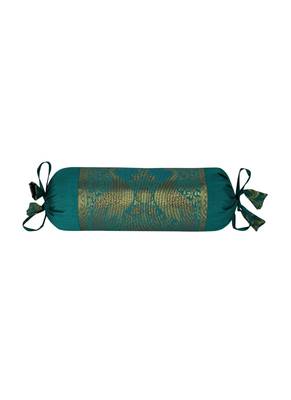 Lal Haveli Green Color Home Decorative Silk Round Bolster Pillow Cushion Covers 18 x 8 inch (2 Pcs) 3