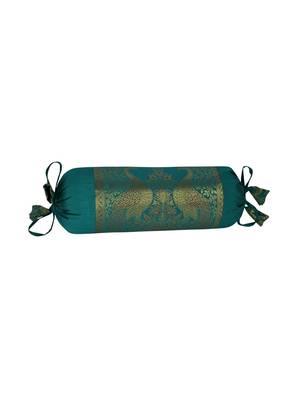 Lal Haveli Green Color Home Decorative Silk Round Bolster Pillow Cushion Covers 18 x 8 inch (2 Pcs) 4