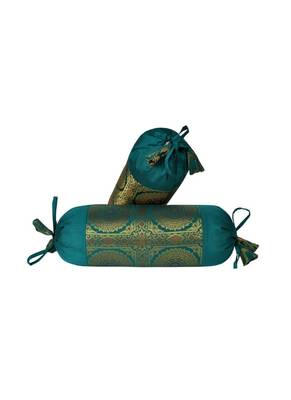 Lal Haveli Mandala Designer Silk Bolster Pillow Cushion Covers Housewarming Gifts 18 x 8 inch (2 Pcs Set) 1