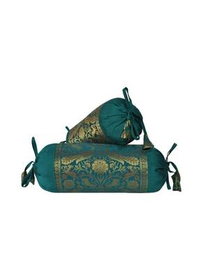 Lal Haveli Designer Silk Bolster Pillow Cushion Covers Set of 2 Pcs 18 x 8 inch 1