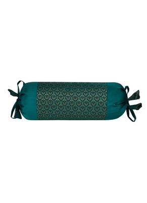 Lal Haveli Designer Silk Fabric Green Bolster Pillow Cushion Covers Set of 2 Pcs 18 x 8 inch 3