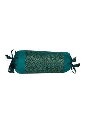 Lal Haveli Designer Silk Fabric Green Bolster Pillow Cushion Covers Set of 2 Pcs 18 x 8 inch 4