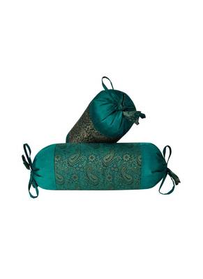 Lal Haveli Designer Handmade Silk Fabric Bolster Pillow Cover Set of 2 Pcs 18 x 8 inch 1