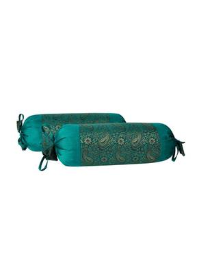 Lal Haveli Designer Handmade Silk Fabric Bolster Pillow Cover Set of 2 Pcs 18 x 8 inch 2