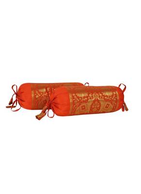 Lal Haveli Elephant Design Silk Bolster Cushion Covers 18 x 8 inch (Set of 2 Pc) 2