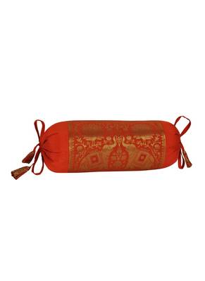 Lal Haveli Elephant Design Silk Bolster Cushion Covers 18 x 8 inch (Set of 2 Pc) 4