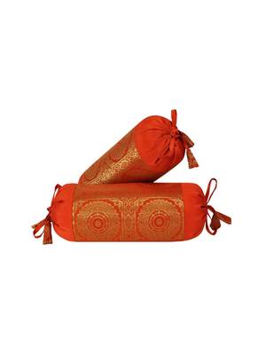 Lal Haveli Designer Silk Bolster Cushion Covers Set of 2 Pcs 18 x 8 inch 1