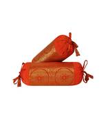 Lal Haveli Designer Silk Bolster Cushion Covers Set of 2 Pcs 18 x 8 inch