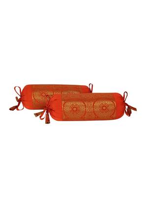 Lal Haveli Designer Silk Bolster Cushion Covers Set of 2 Pcs 18 x 8 inch 2