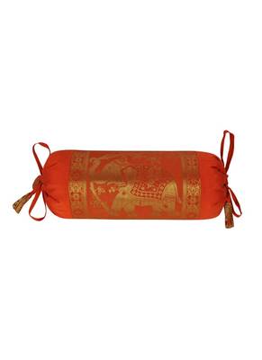 Lal Haveli Elephant Design Silk Bolster Cushion Covers Set of 2 Pcs 18 x 8 inch 3