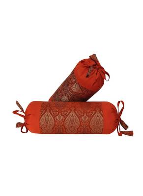 Lal Haveli Designer Sofa Decor Silk Bolster Cushion Covers 18 x 8 inch (Set of 2) 1