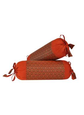 Lal Haveli Silk Bolster Cushion Covers 2 Pcs Set 18 x 8 inch 1