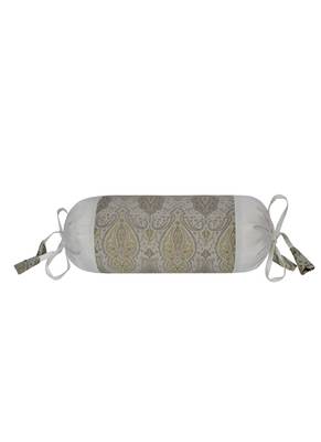 Lal Haveli Bolster Pillow Cover White 18 x 8 inch (Silk Fabric) 3