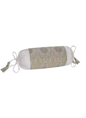 Lal Haveli Bolster Pillow Cover White 18 x 8 inch (Silk Fabric) 4