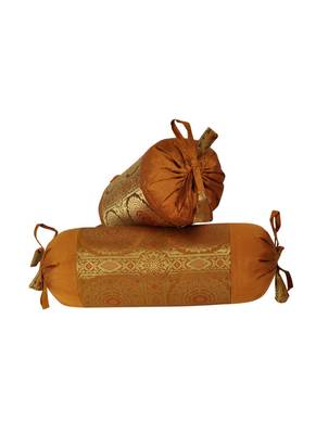Lal Haveli Handmade Designer Silk Bolster Pillow Covers Set of 2 Pcs (18 x 8 inch) 1