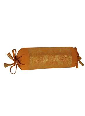 Lal Haveli Decorative Peacock Design Silk Bolster Pillow Cover Set of 2 18 x 8 inch 4