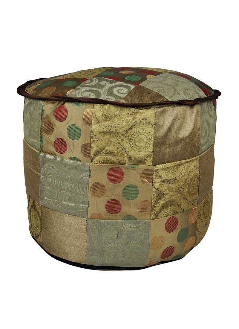 Home Decorative Silk Round Ottoman Cover 17 X 17 X 13 Inches