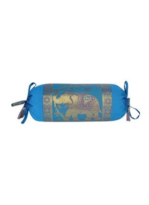 Lal Haveli Elephant Design Silk Bolster Pillow Cushion Covers Set of 2 18 x 8 inch 3