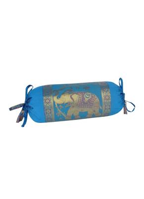 Lal Haveli Elephant Design Silk Bolster Pillow Cushion Covers Set of 2 18 x 8 inch 4