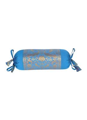 Lal Haveli Elephant Peacock Design Silk Bolster Pillow Covers Set of 2 Pcs 18 x 8 inch 3