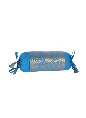 Lal Haveli Elephant Peacock Design Silk Bolster Pillow Covers Set of 2 Pcs 18 x 8 inch 4