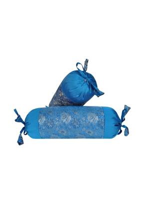 Lal Haveli Silk Bolster Pillow Cushion Cover Decorative 18 x 8 inch Set 2 Pcs 1