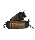 Lalhaveli Silk Fabric Decorative Bolster Cushion Covers (Black, 18x18-inch) - Set of 2